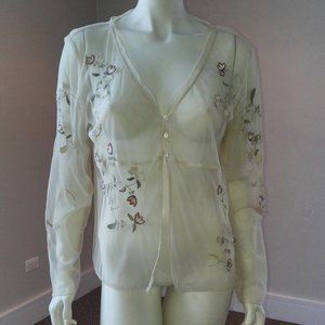 J.Jill Sheer Emroidered Overlay Top